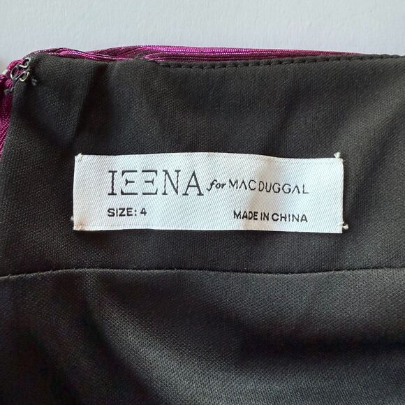 NWT Ieena for Mac Duggal Princess Sleeve Cut Out Metallic Gown in Fuchsia 27060 - Picture 10 of 16